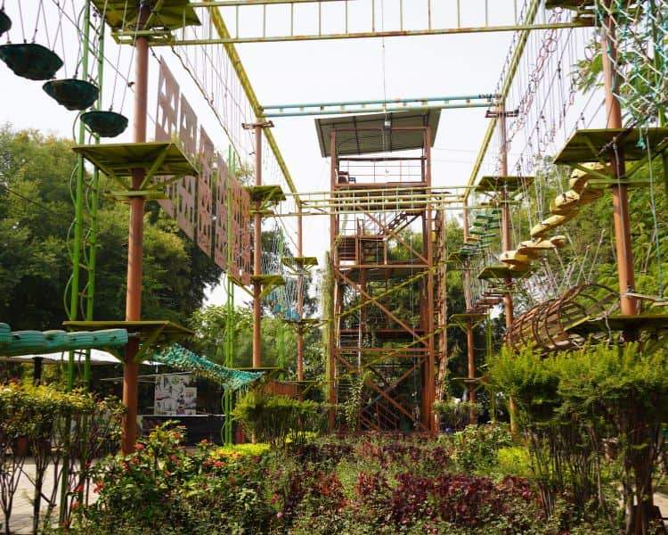 Outdoor adventure activities and obstacle course at Choice Resort Bhopal