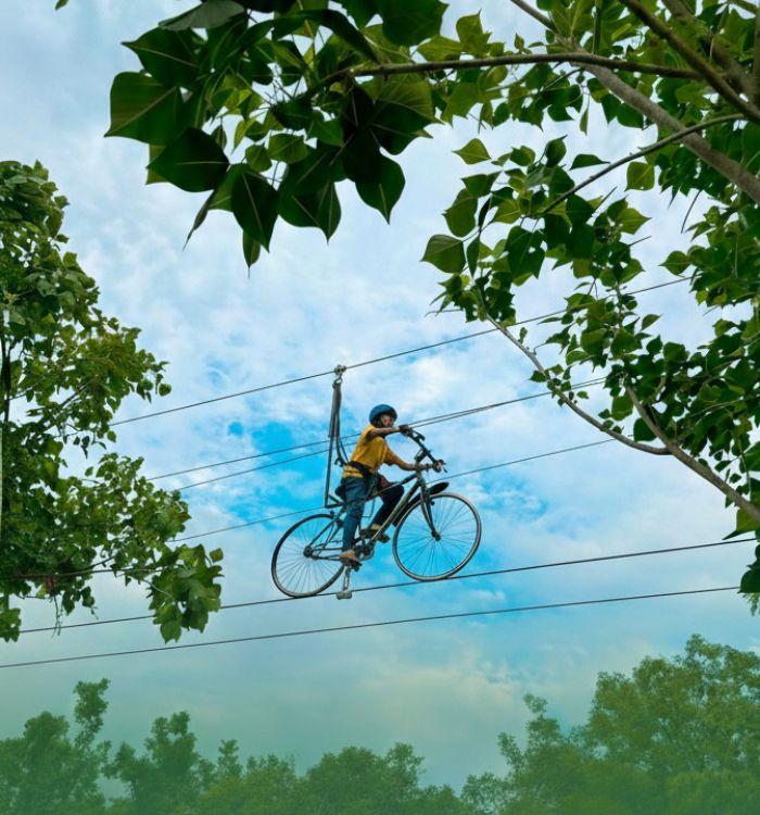 Sky cycling adventure activity at Choice Resort Bhopal
